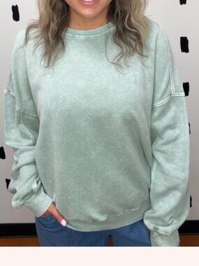 Double Zero mint green mineral wash crewneck sweatshirt - Size small